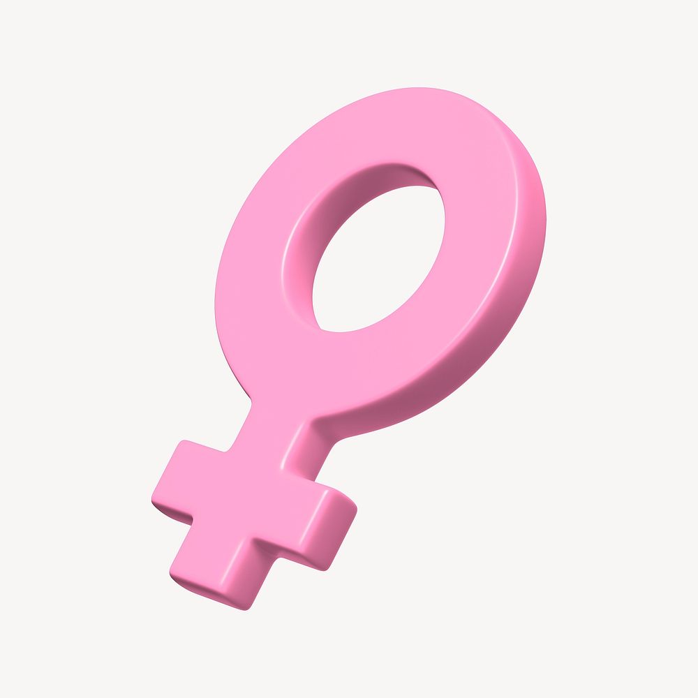 Pink female symbol 3D clipart illustration 