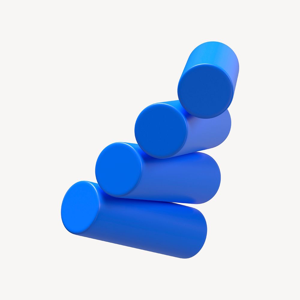 3D blue stacked cylinder, abstract geometric shape