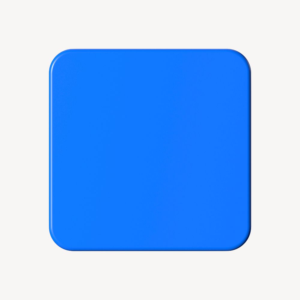 3D blue square badge, geometric shape