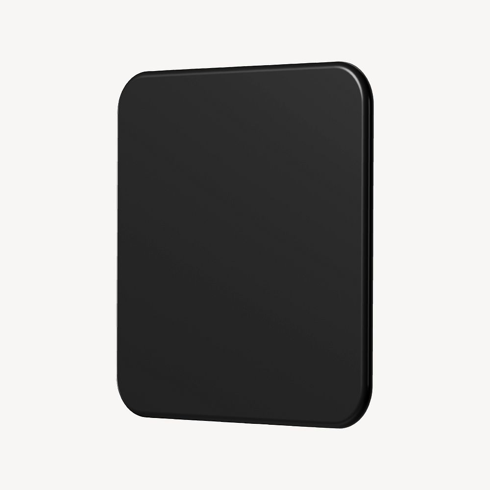 3D black square badge, geometric clipart psd