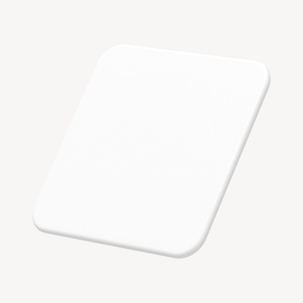 3D white square badge, geometric shape