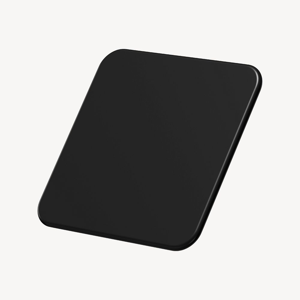3D black square badge, geometric clipart psd