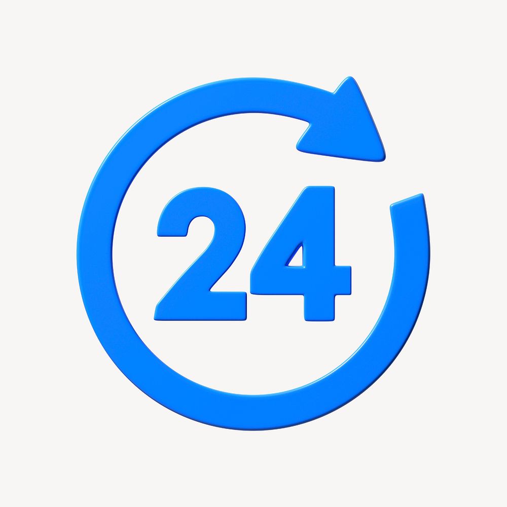 3D blue 24hr sign, customer support