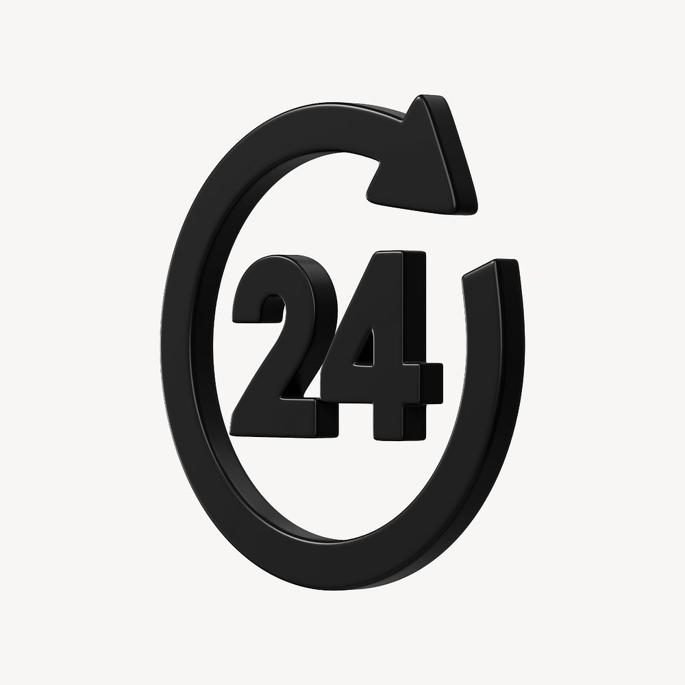 3D black 24hr sign, customer support