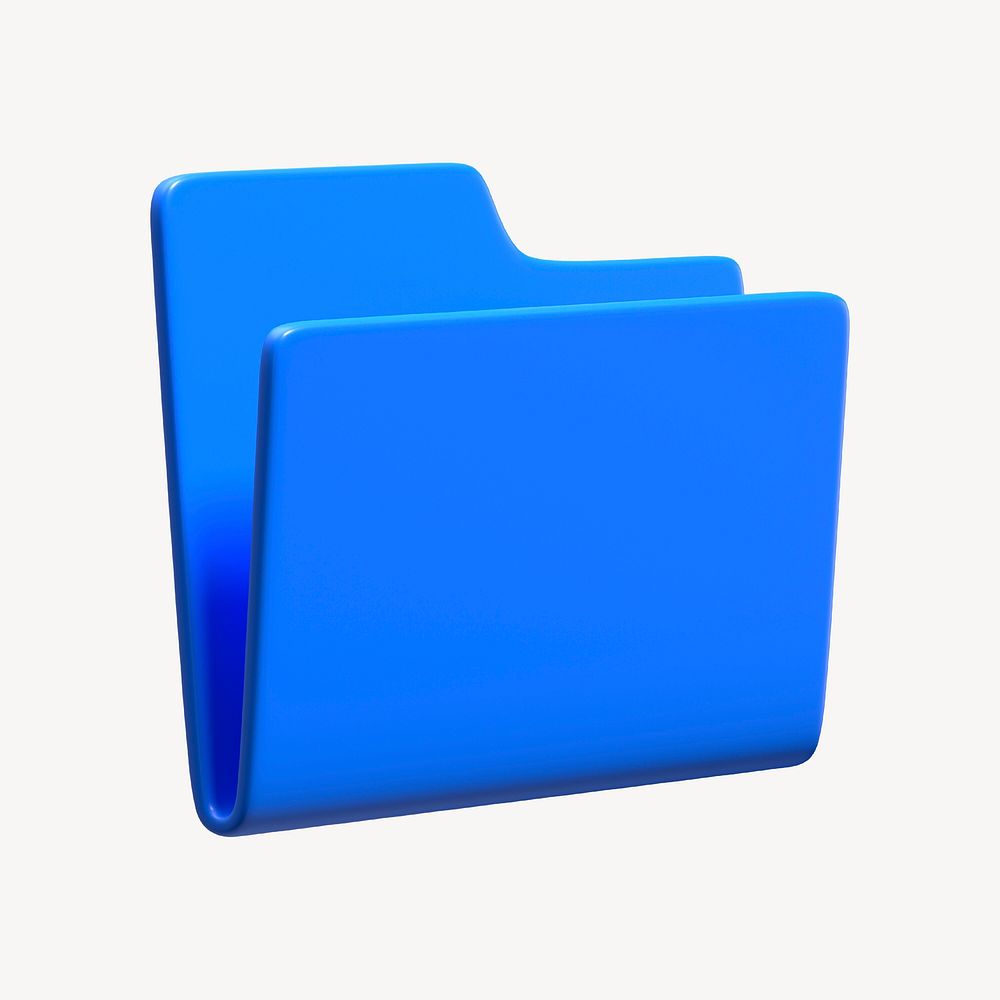 Blue folder 3D icon, business illustration 
