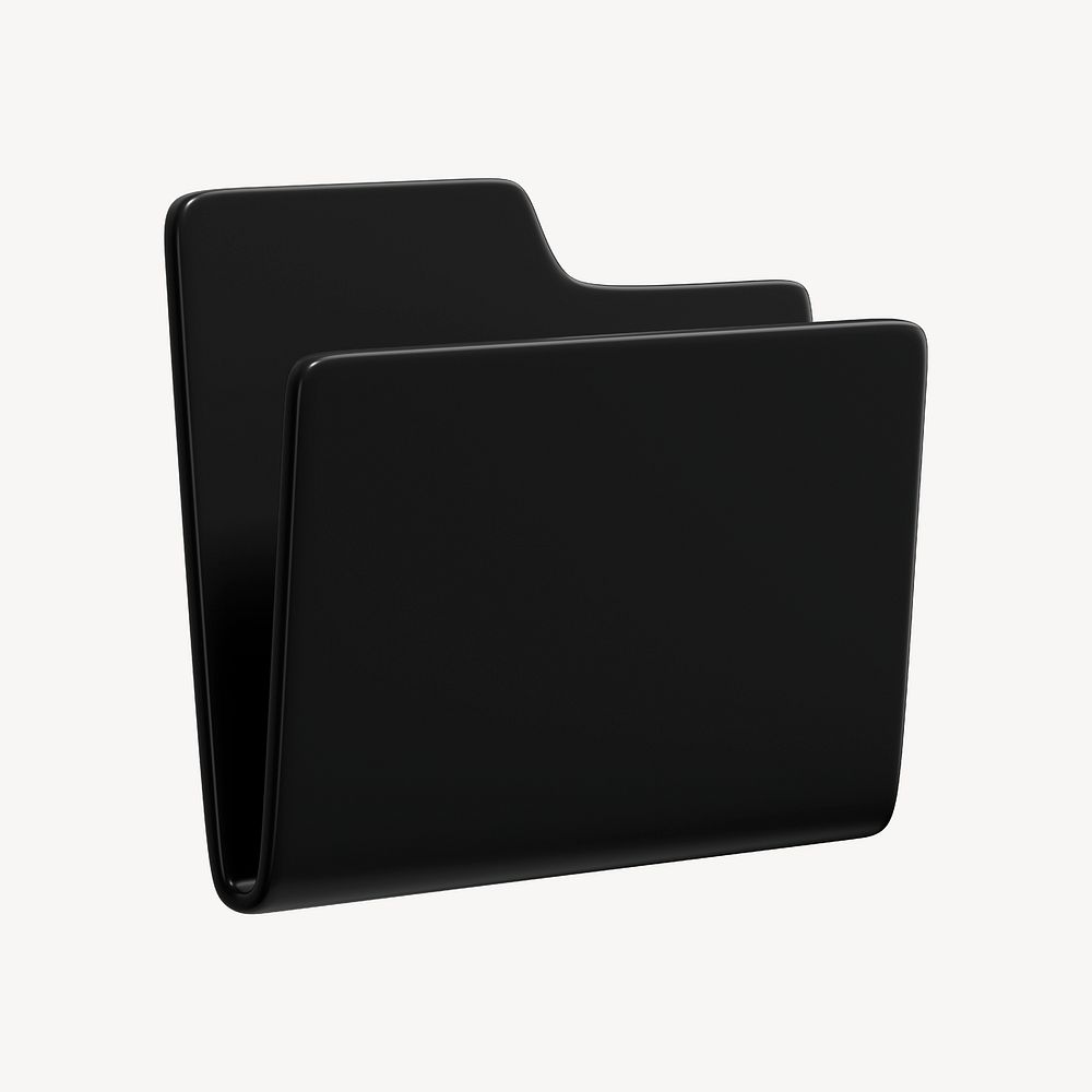Black folder 3D business icon, collage element psd