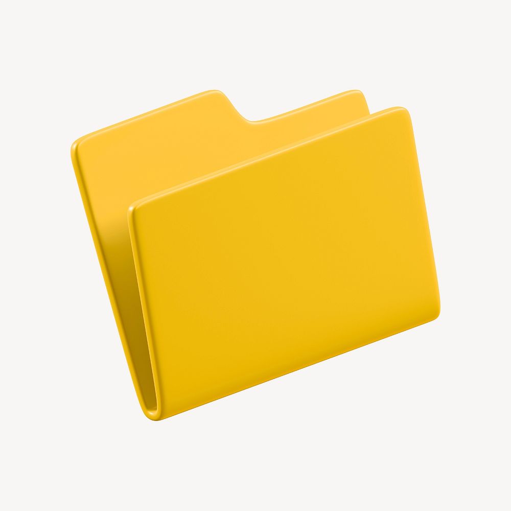 Yellow folder 3D icon, business illustration 