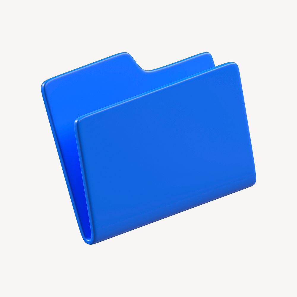 Blue folder 3D business icon, collage element psd