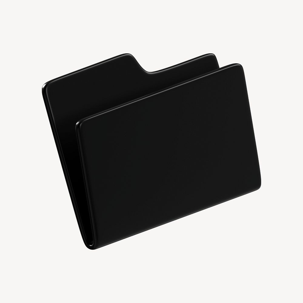 Black folder 3D business icon, collage element psd