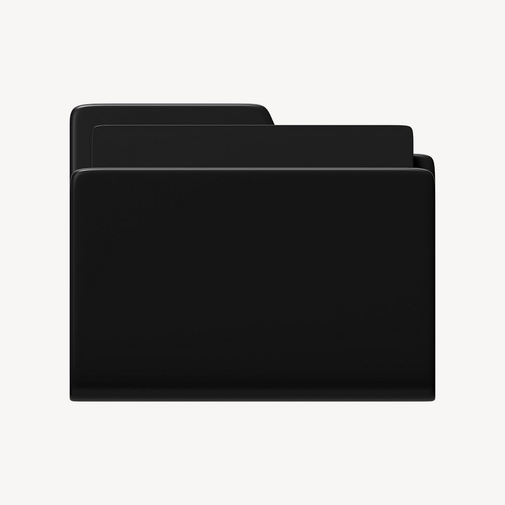 Black folder 3D icon, business illustration 