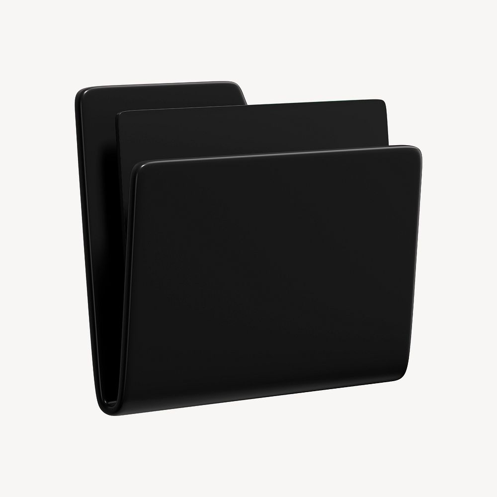 Black folder 3D icon, business illustration 