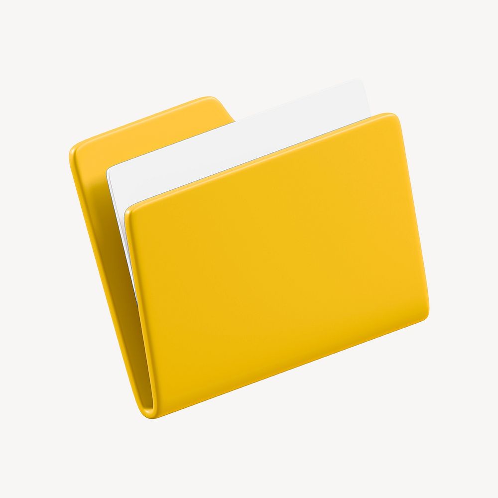 3D yellow folder, data storage icon