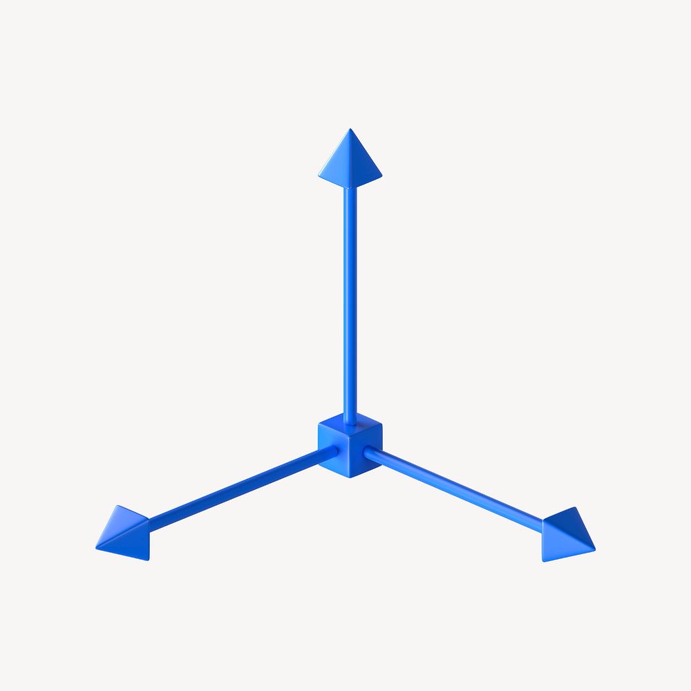 3D blue axis, geometric shape