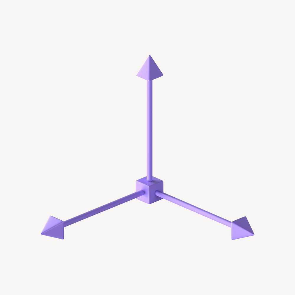 3D purple axis, geometric shape