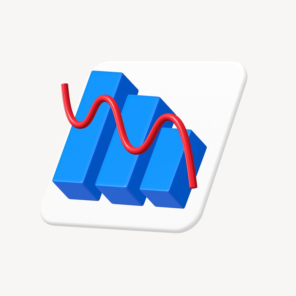 Declining graph 3D icon, business illustration 