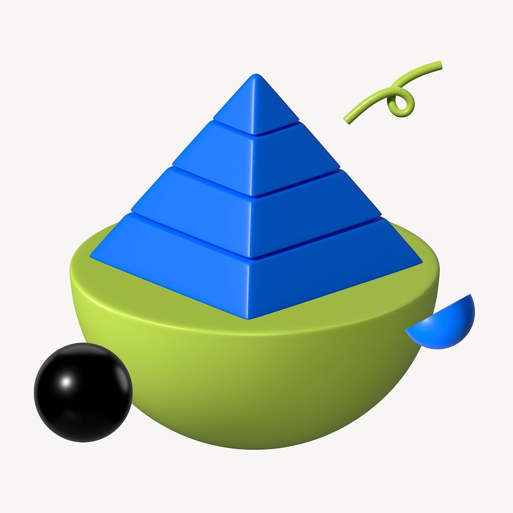 3D pyramid graph, business illustration