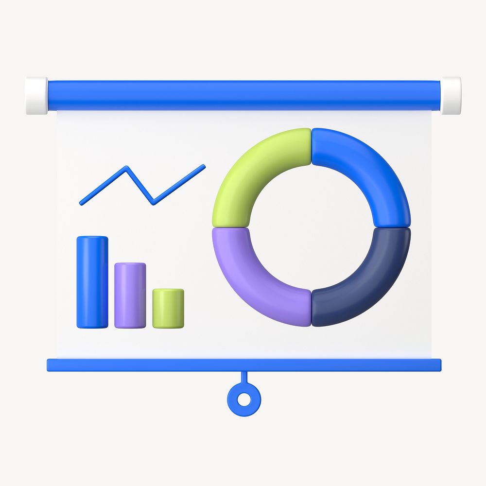 Statistics presentation 3D clipart, business illustration