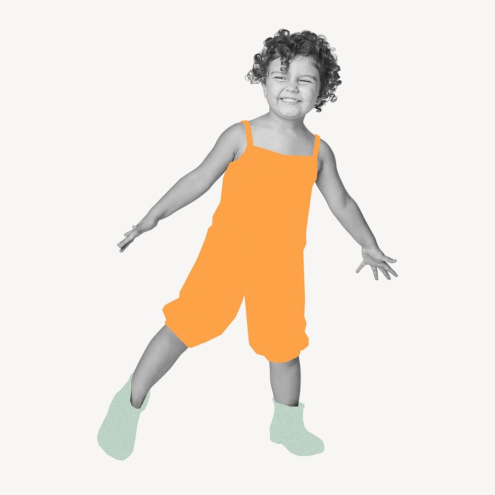 Little boy in orange overalls