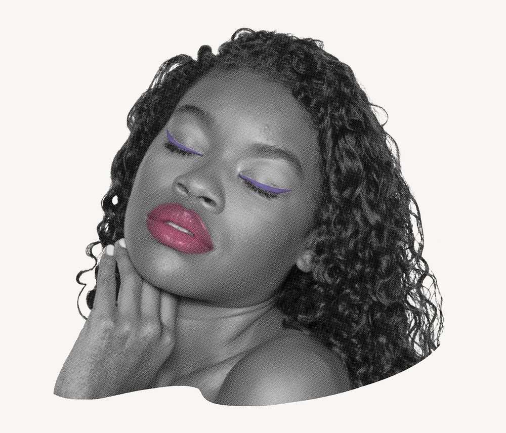 Beautiful African-American woman with pink lips