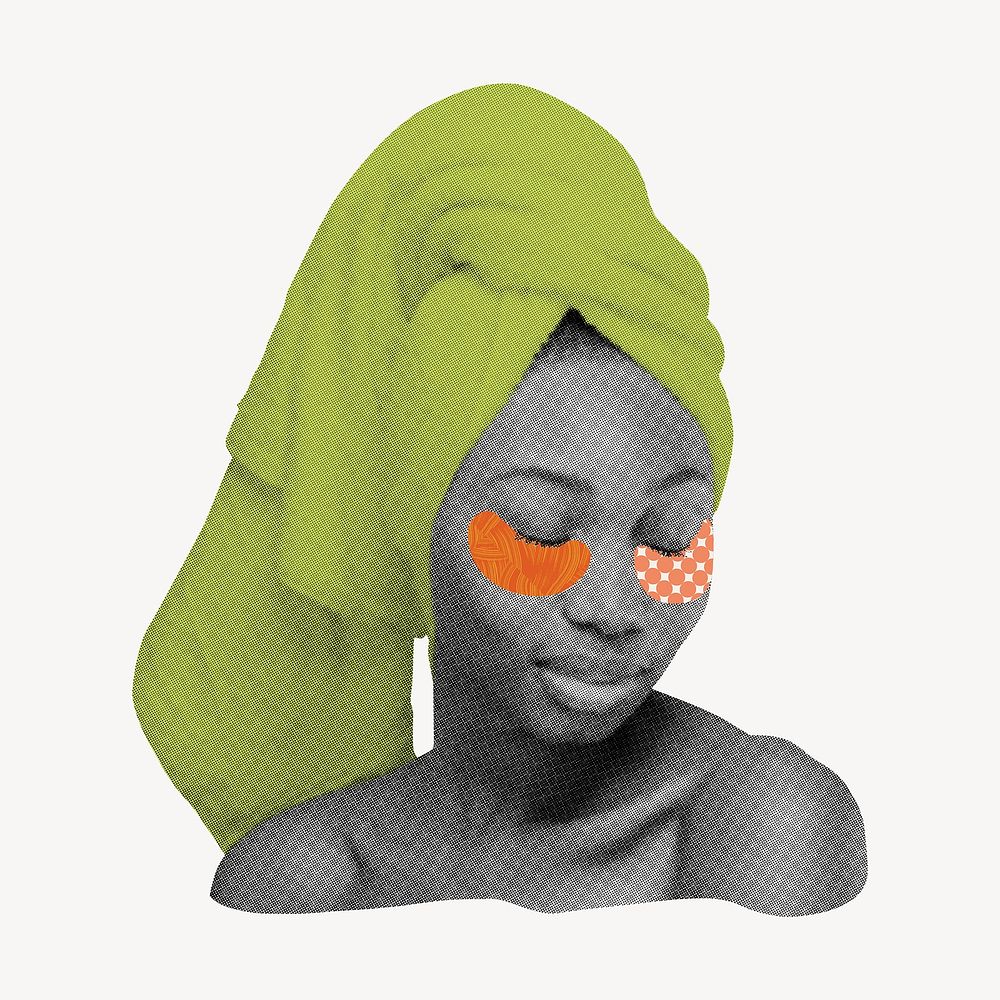 Woman with towel on head, health and wellness remix