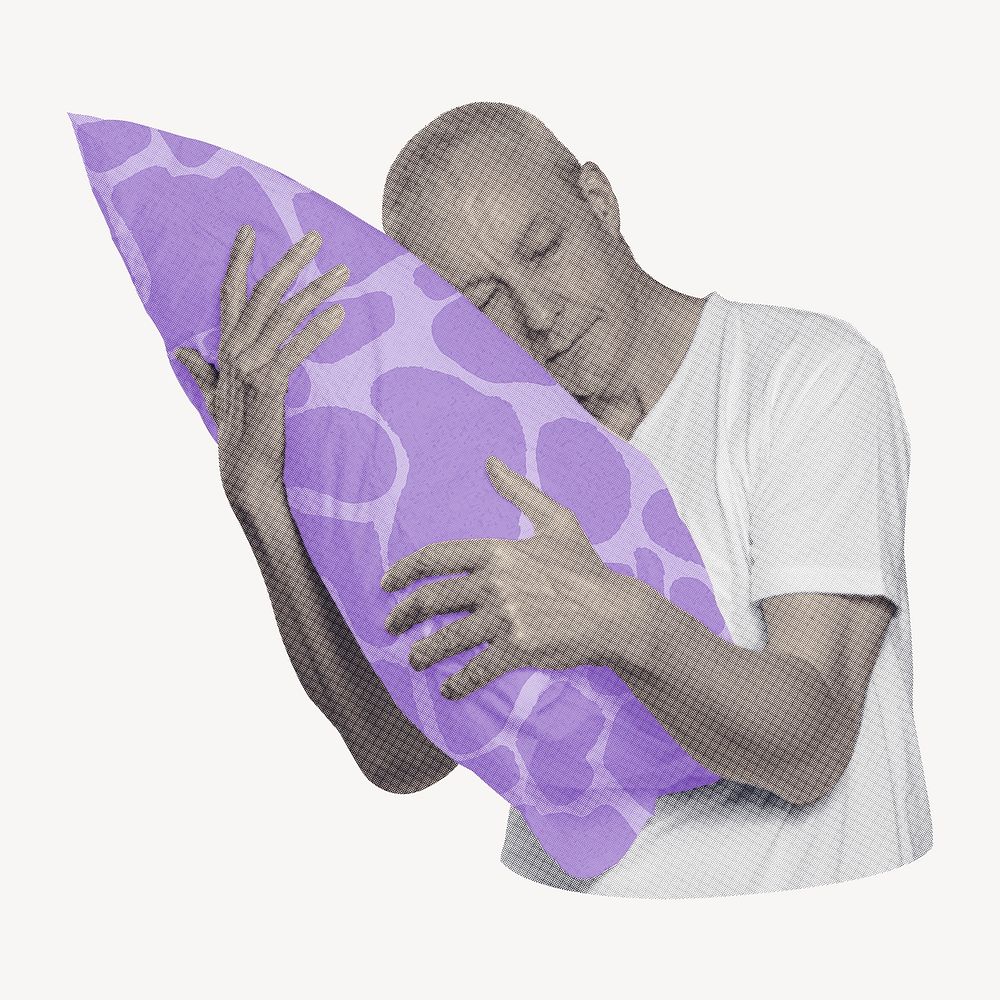 Mature man hugging his pillow