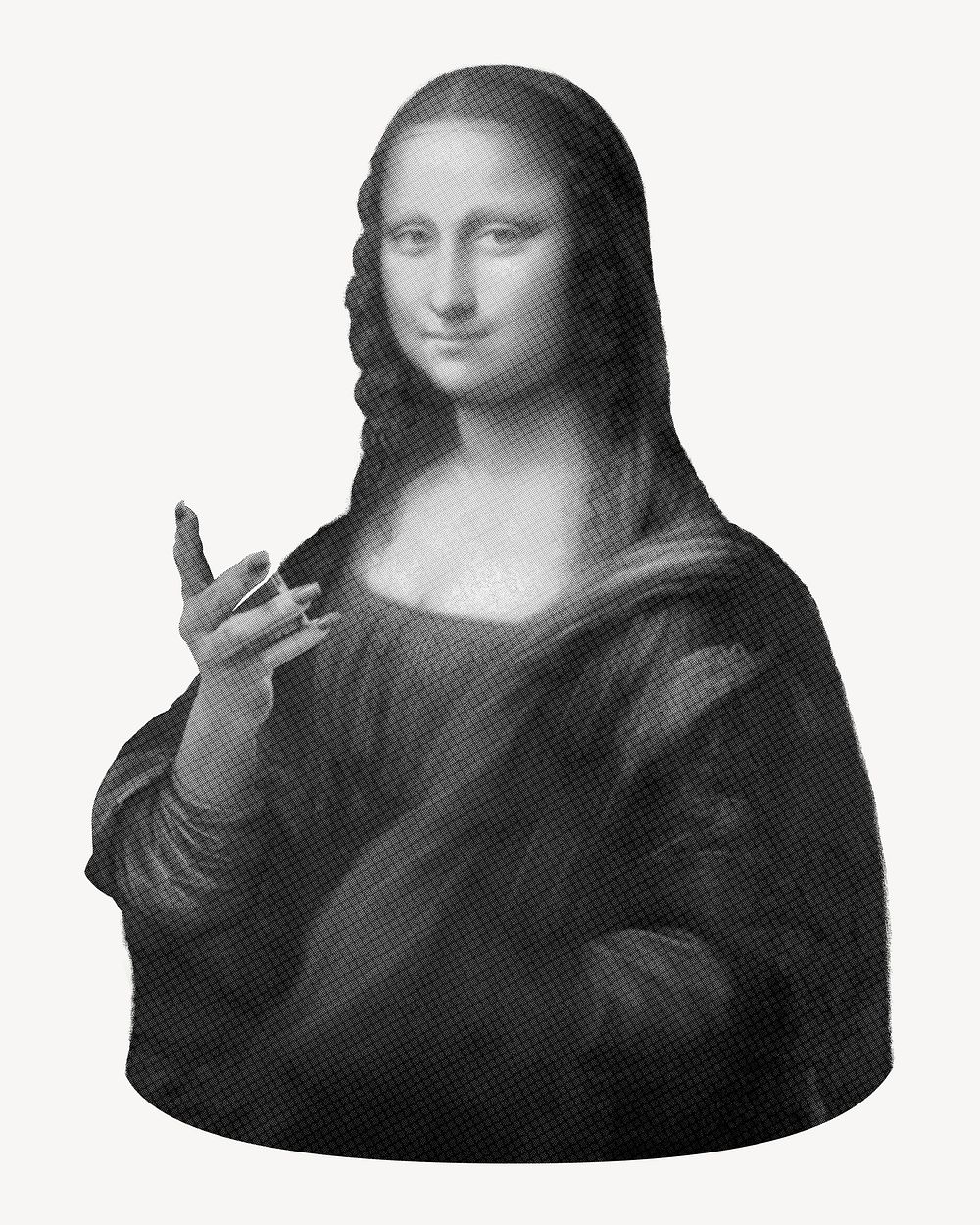 Mona Lisa in greyscale, Da Vinci's famous artwork, remixed by rawpixel psd