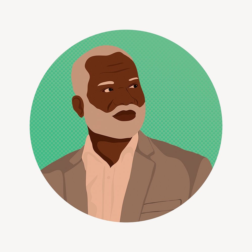 Successful black businessman, badge illustration