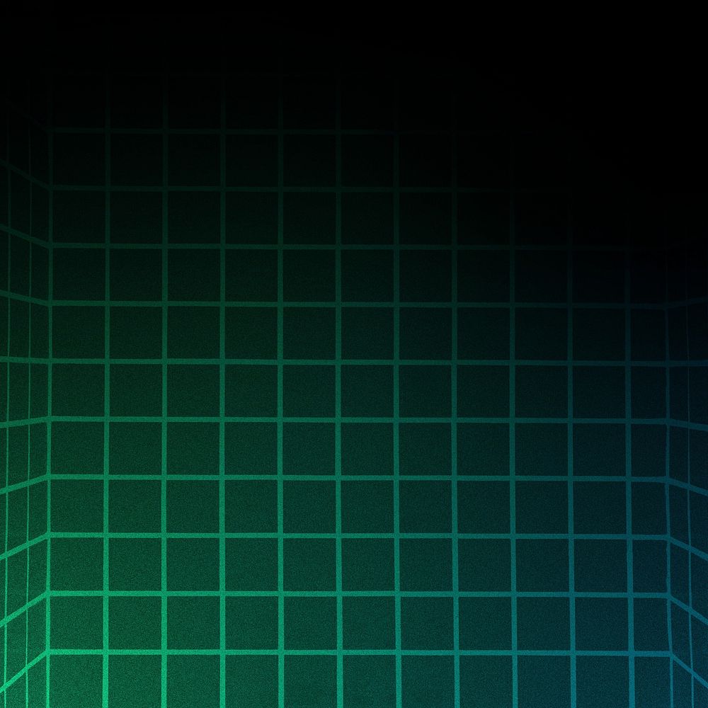 Green gradient grid background, black design
