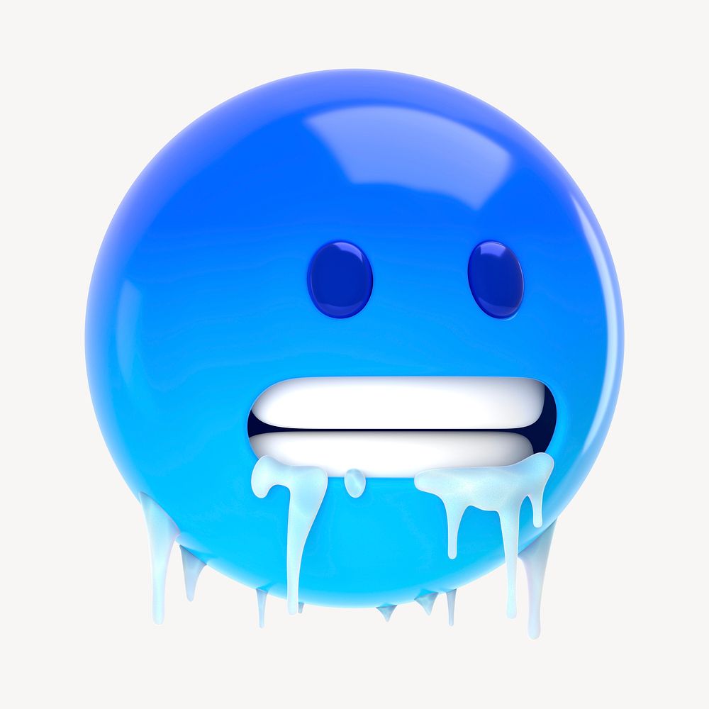 3D cold face emoticon clipart psd
