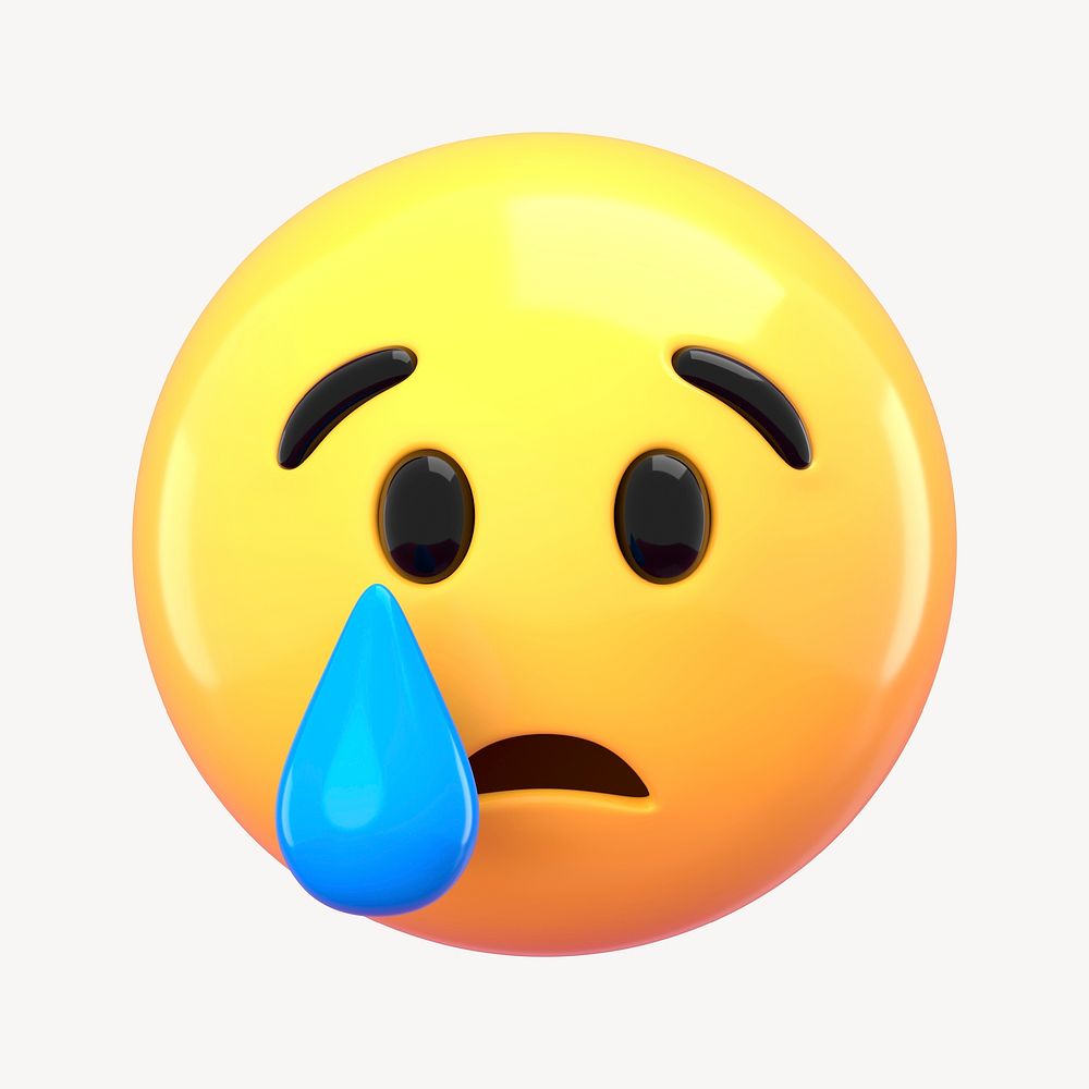 3D cry face emoticon clipart psd