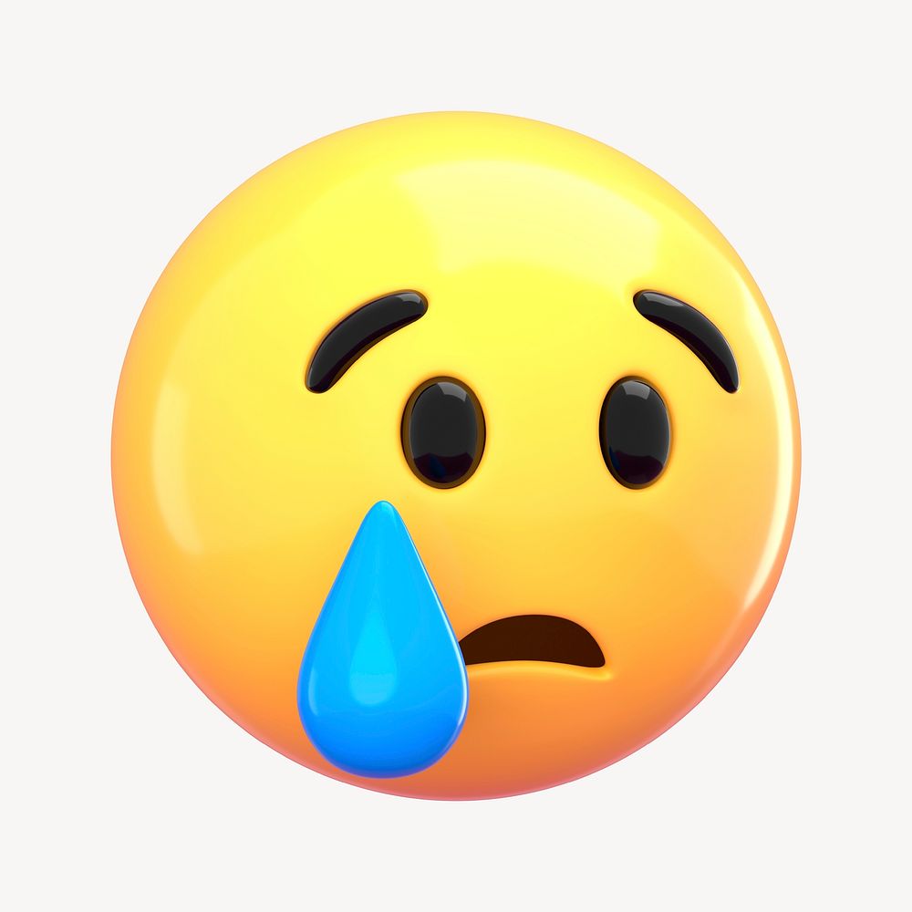 3D cry face emoticon clipart psd