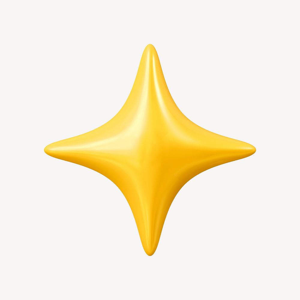 3D gold sparkle icon, bling shape clipart psd