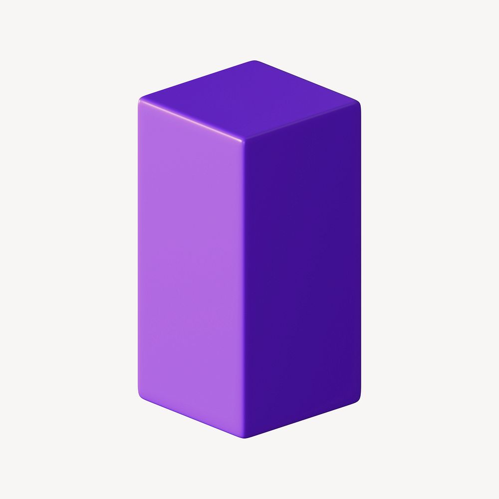 3D purple rectangle, cuboid shape illustration