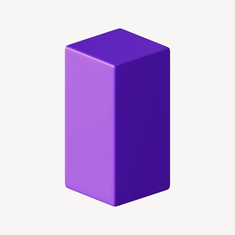 3D purple bar, cuboid shape clipart psd