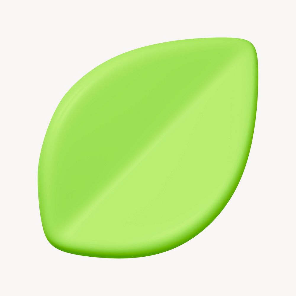 3D green leaf, environment icon illustration