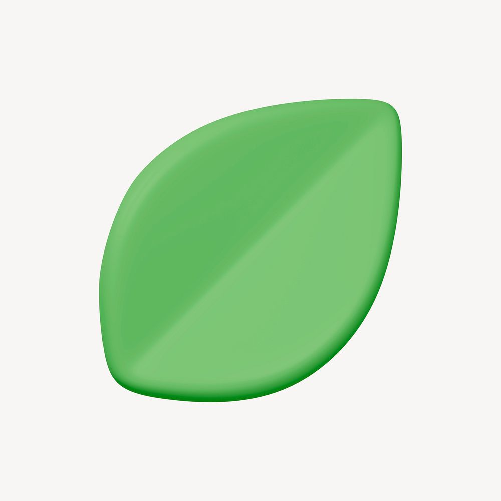 3D green leaf, environment icon clipart psd