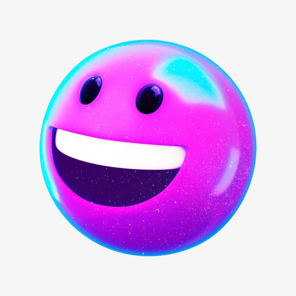 3D purple smiling emoticon clipart psd