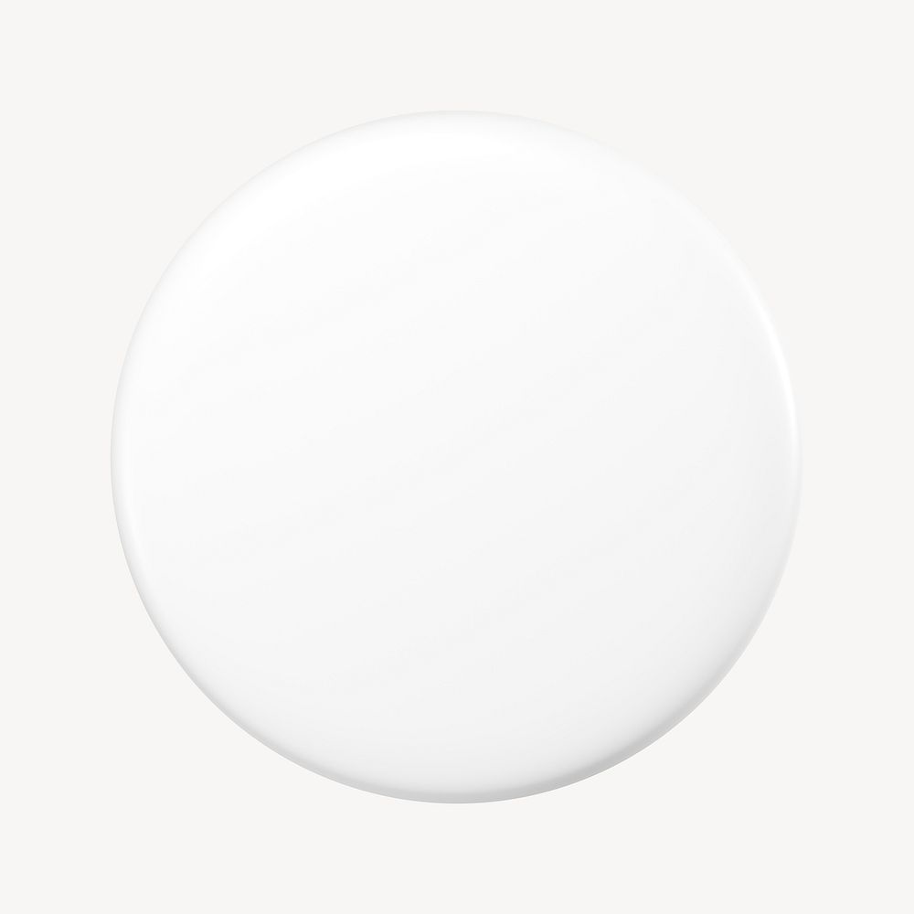 3D white round badge illustration