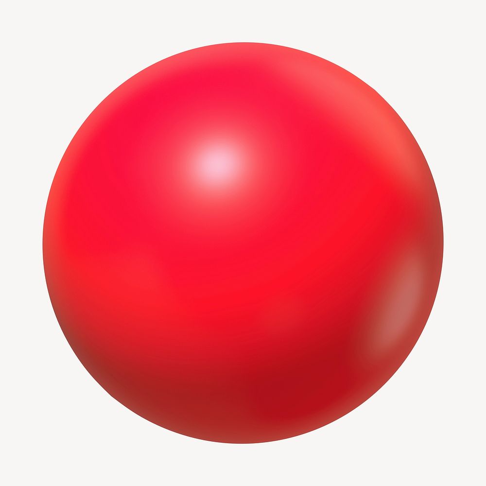 3D red ball, sphere shape clipart psd