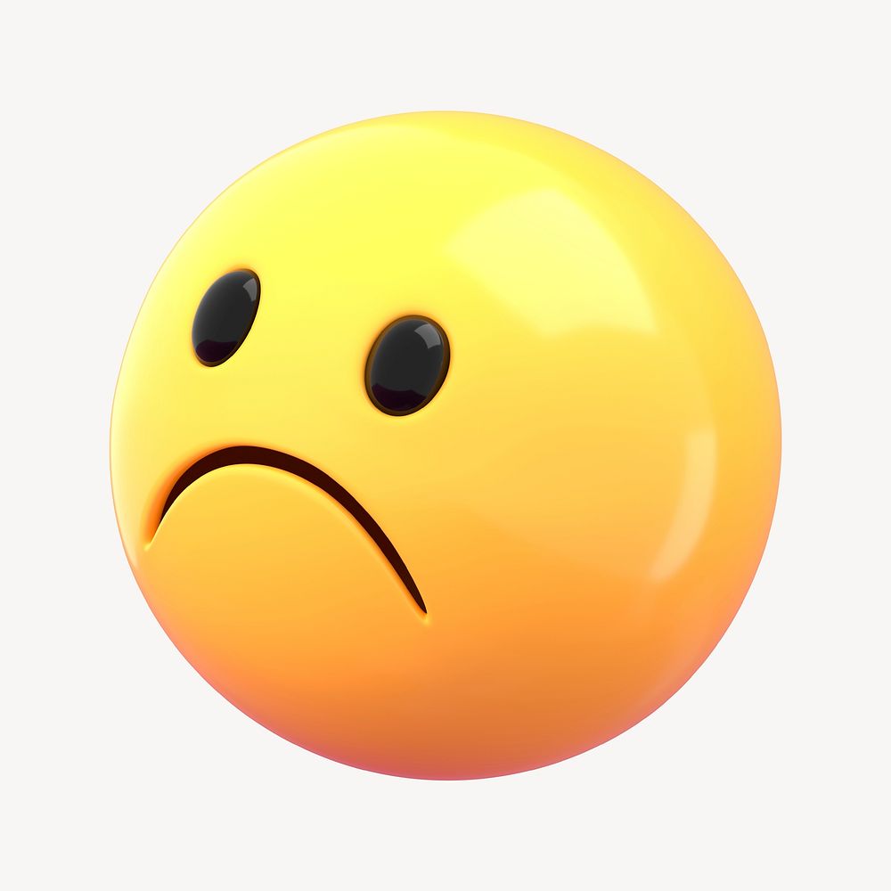 3D frowning face emoticon clipart psd