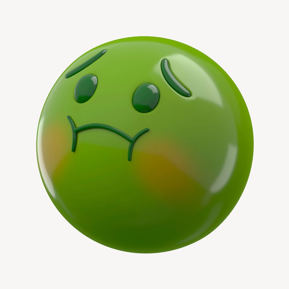 3D nauseated face emoticon clipart psd