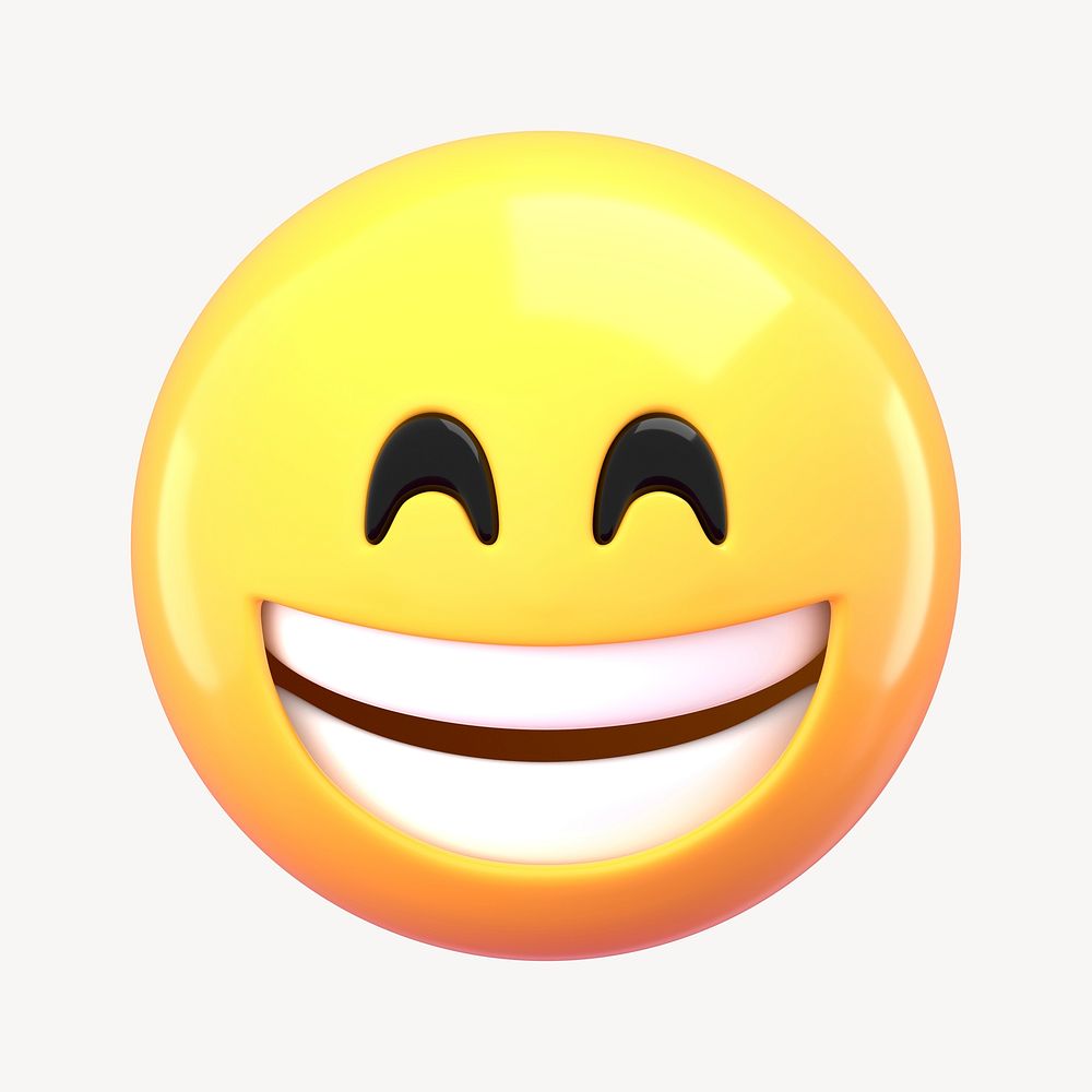 3D smiling face emoticon clipart psd