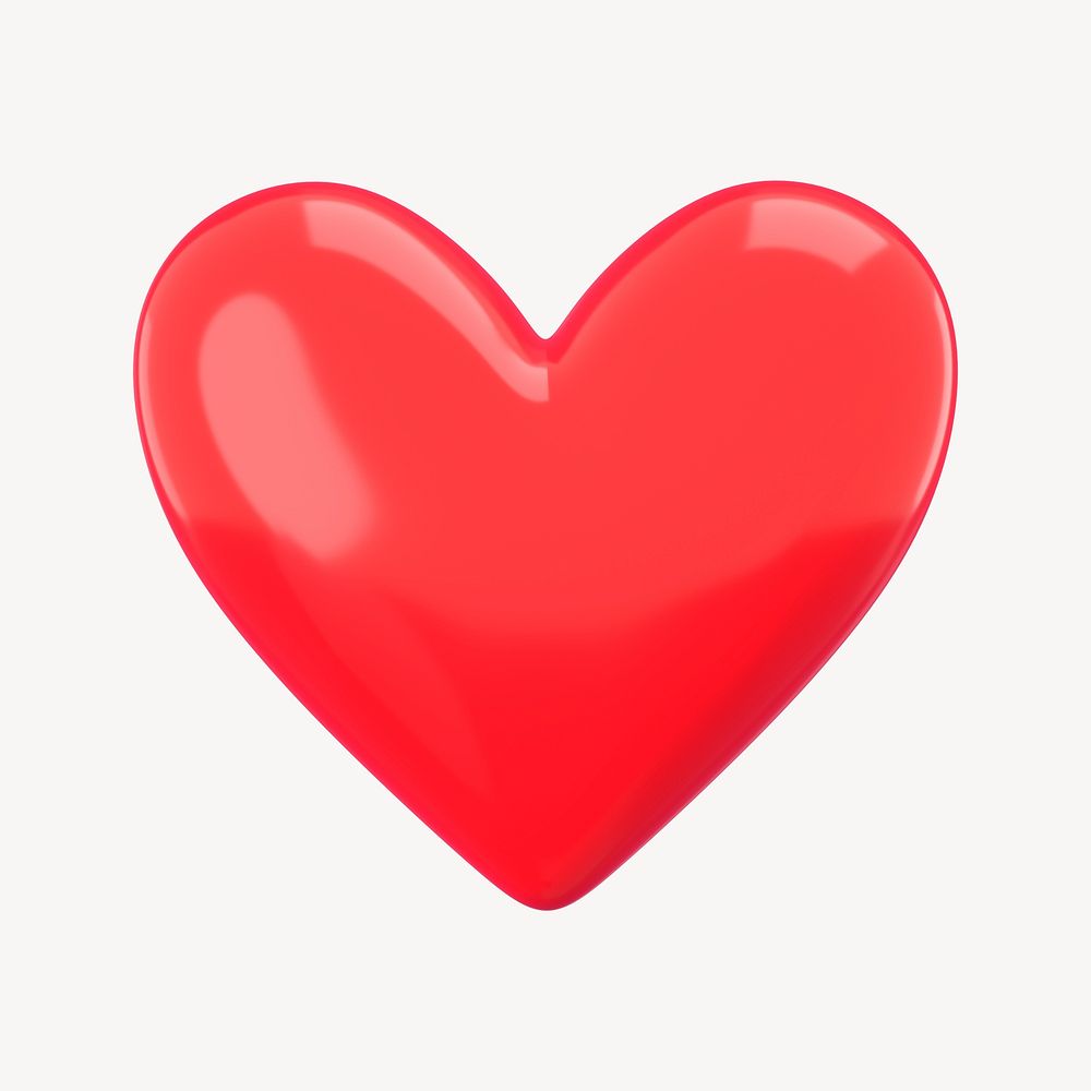 3D red heart, Valentine's illustration psd