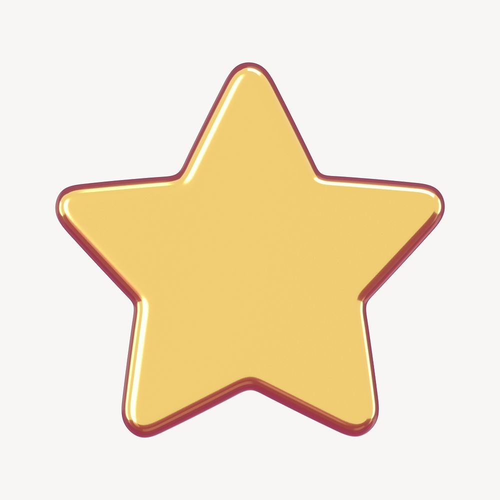 3D yellow star badge clipart psd