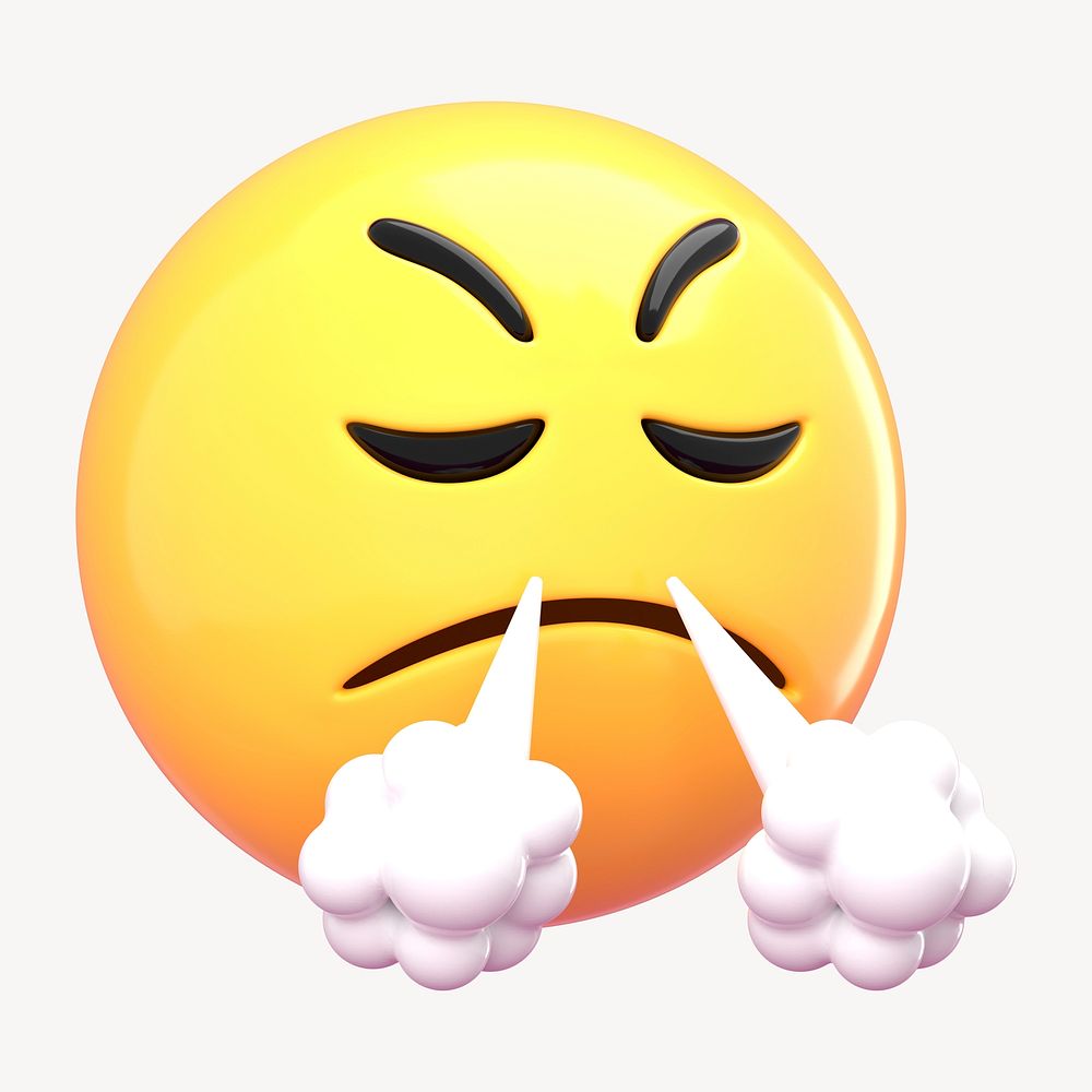 Frustrated face 3D emoticon illustration graphic