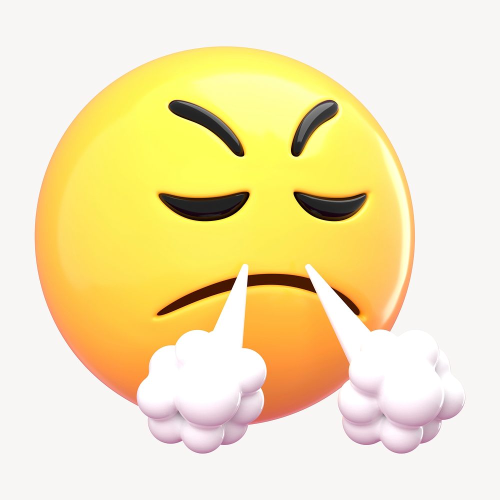 Frustrated face 3D emoticon clipart | PSD - rawpixel