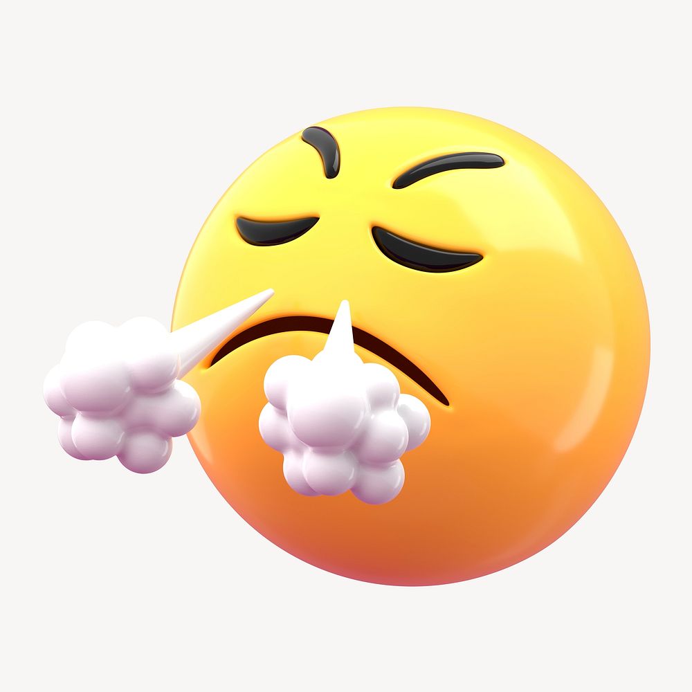 Frustrated face 3D emoticon illustration graphic