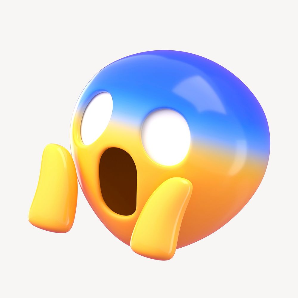 Shocking face 3D emoticon clipart psd