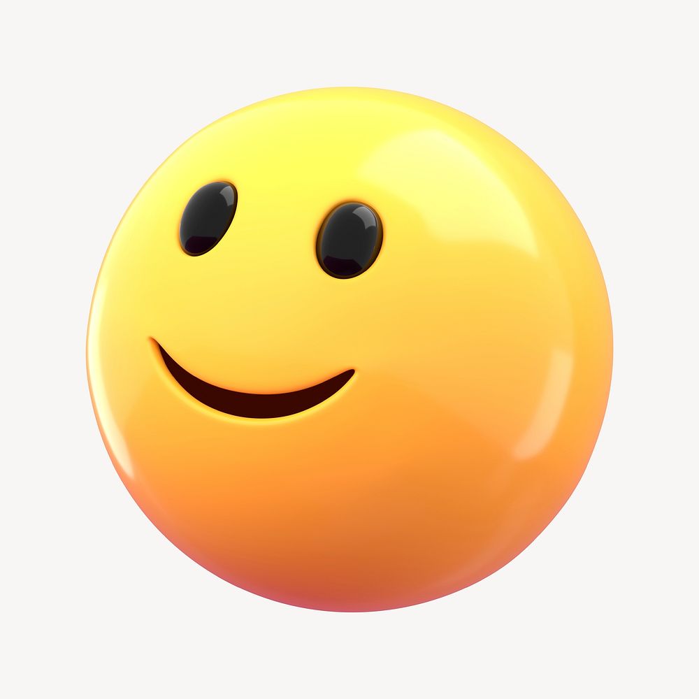 Slightly happy 3D emoticon clipart psd