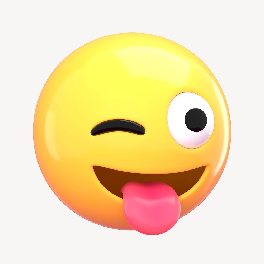 Silly face 3D emoticon clipart psd